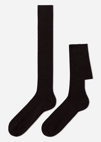 Calzedonia Lisle Thread Gerippt Long Socken Herren Braun | CH1434UT