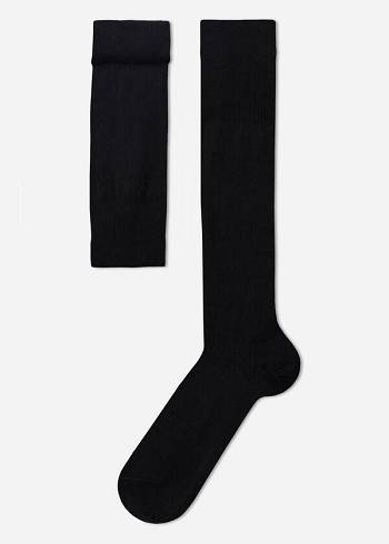 Calzedonia Long with Cashmere Socken Herren Schwarz | CH1404EX