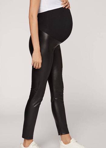 Calzedonia Maternity Coated Thermal Leggings Damen Schwarz | CH1445KI