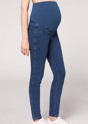 Calzedonia Maternity Jean Sport Leggings Damen Blau | CH1442GL