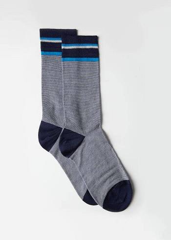 Calzedonia Micro Gestreift Crew Socken Herren Blau | CH1335SO