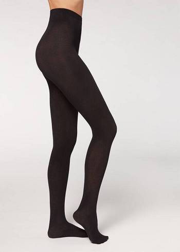 Calzedonia Opaque 150 Denier in Eco Baumwoll Strumpfhose Damen Schwarz | CH3135QZ