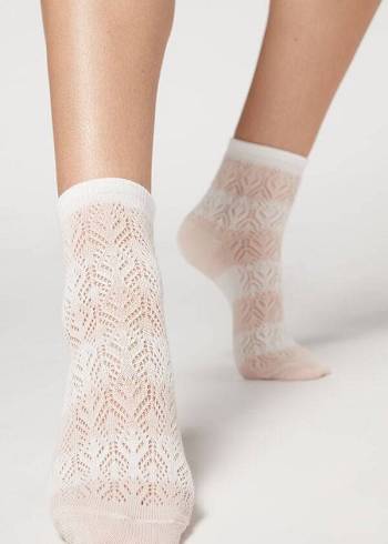 Calzedonia Openwork and Gestreift Kurzes Socken Damen Beige | CH1726DN