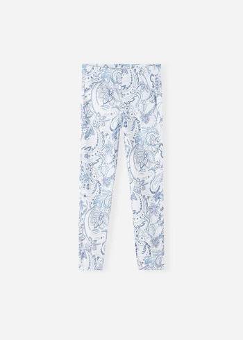 Calzedonia Paisley-Print Denim Leggings Kinder Weiß Blau | CH1055KI