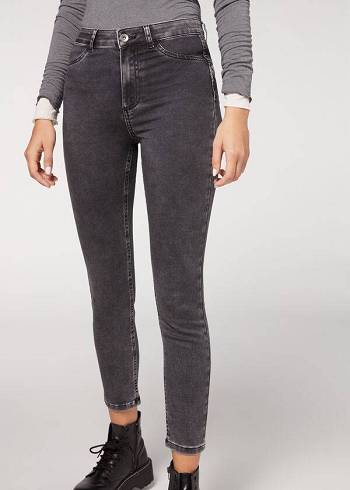 Calzedonia Push-up and soft touch Jeans Damen Grau | CH1584QZ