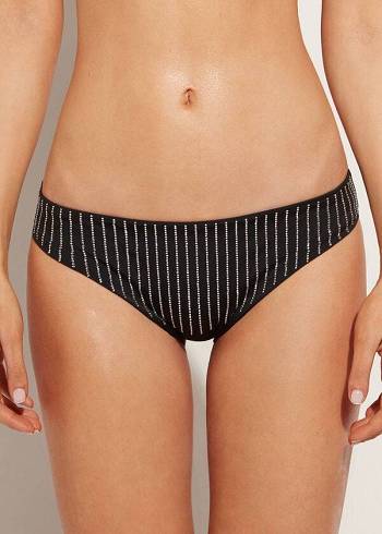 Calzedonia Rhinestone Shanghai Bikinihosen Damen Schwarz | CH2671SO