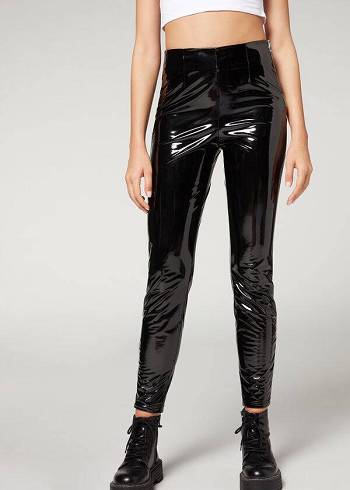 Calzedonia Schlank in Thermal Vinyl Leggings Damen Schwarz | CH1505MA