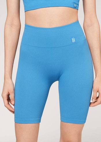 Calzedonia Seamless Turn Bike Leggings Damen Blau | CH1514OR