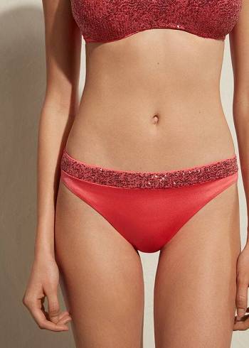 Calzedonia Sequined Cannes Bikinihosen Damen Rosa | CH2654EX