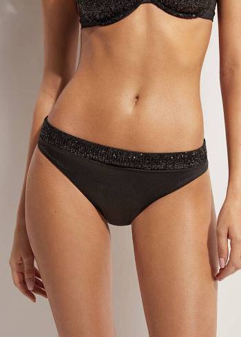 Calzedonia Sequined Cannes Bikinihosen Damen Schwarz | CH2657MA