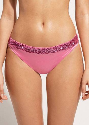 Calzedonia Sequined Cannes rosa Bikinihosen Damen Rosa | CH2651YU