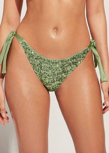 Calzedonia Sequined Side-Tie Cannes Bikinihosen Damen Grün | CH2643FM