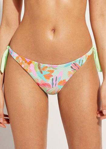 Calzedonia Side-Tie Brazilian Foliage Tahiti Bikinihosen Damen Grün | CH2623HK