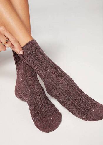 Calzedonia Slub Baumwoll Kurzes Socken Damen Bordeaux | CH1660NB