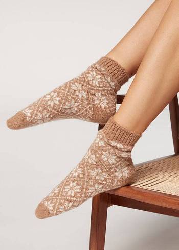 Calzedonia Soft Christmas Kurzes Socken Damen Beige | CH1655ZG