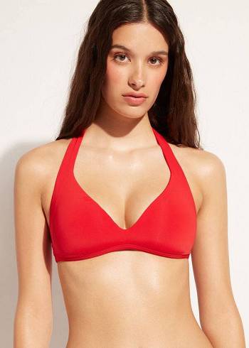 Calzedonia Soft Gepolstert Triangle Indonesia Bikinioberteile Damen Rot | CH2222GL