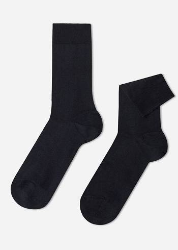 Calzedonia Stretch Baumwoll Crew Socken Herren Blau | CH1376QZ