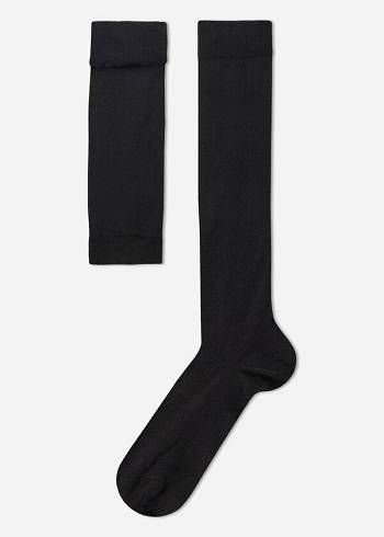 Calzedonia Stretch Baumwoll Long Socken Herren Schwarz | CH1417HK