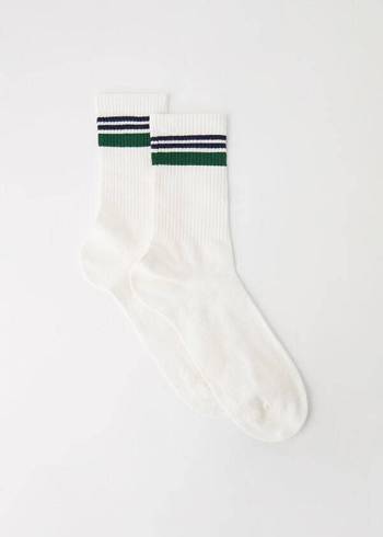 Calzedonia Stripe Motif Crew Socken Herren Weiß | CH1319CE