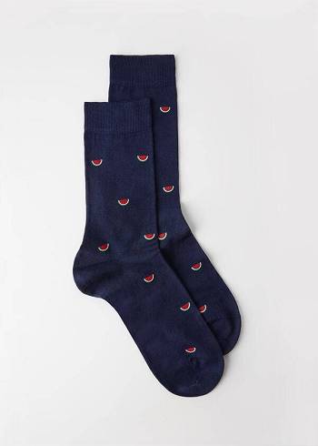 Calzedonia Summer Print Crew Socken Herren Blau Navy | CH1316LH