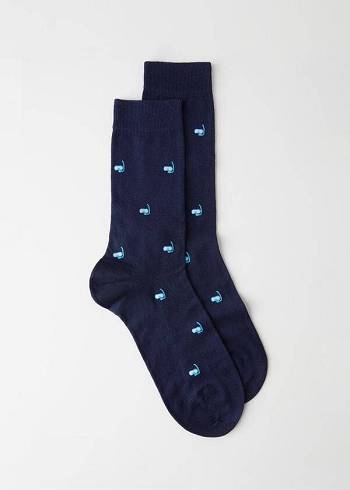 Calzedonia Summer Print Crew Socken Herren Blau | CH1318XF