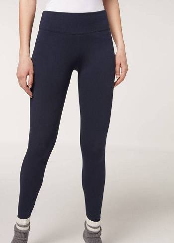 Calzedonia Supima Baumwoll Leggings Damen Blau | CH1497KI