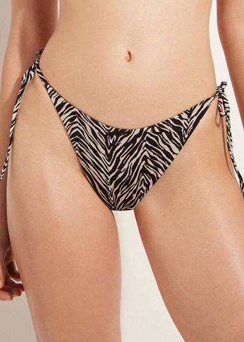 Calzedonia Tanga Zebra Nairobi Bikinihosen Damen Schwarz | CH2550PQ