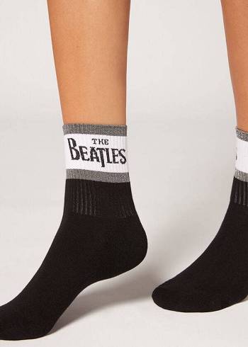 Calzedonia The Beatles Logo Kurzes Socken Damen Schwarz | CH1641YU