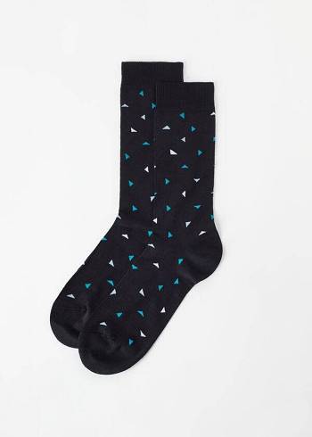 Calzedonia Triangle Pattern Crew Socken Herren Schwarz | CH1329YU