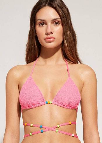 Calzedonia Triangle String Tie San Diego Bikinioberteile Damen Rosa | CH2129MA