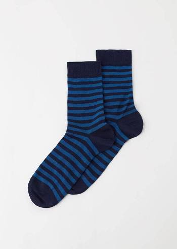 Calzedonia Two-Tone Gestreift Crew Socken Herren Blau | CH1313HK