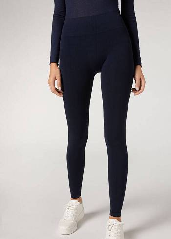 Calzedonia Ultra-Opaque Microfiber Leggings Damen Blau | CH1483RW