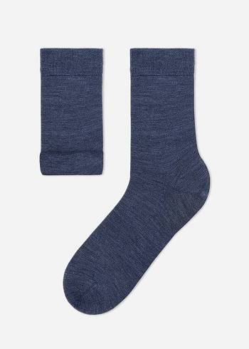 Calzedonia Wolle and Baumwoll Crew Socken Herren Navy | CH1358OR