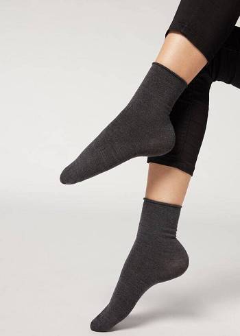 Calzedonia Wolle and Baumwoll Kurzes Socken Damen Grau | CH1631CE