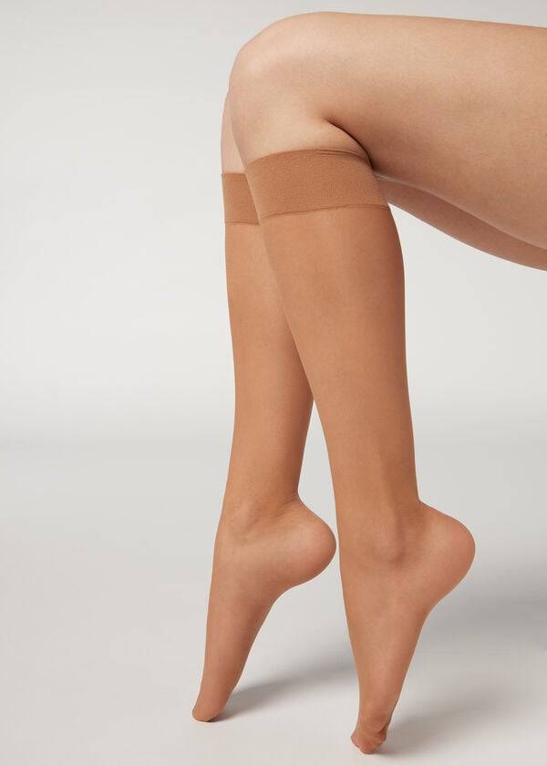 Calzedonia 20 Denier Kompfort Cuff Knee-Highs Sheer Sexy Socken Damen Braun | CH1887KI