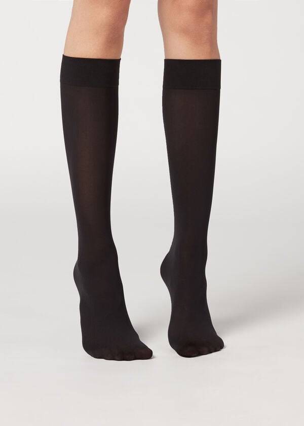 Calzedonia 30 Denier Semi Opaque Microfiber Knee-Highs Long Socken Damen Schwarz | CH1956OR