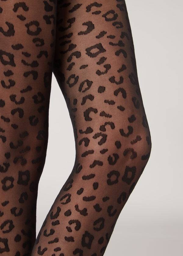 Calzedonia Animal Pattern 30 Denier Sheer Patterned Strumpfhose Damen Schwarz | CH3107WY