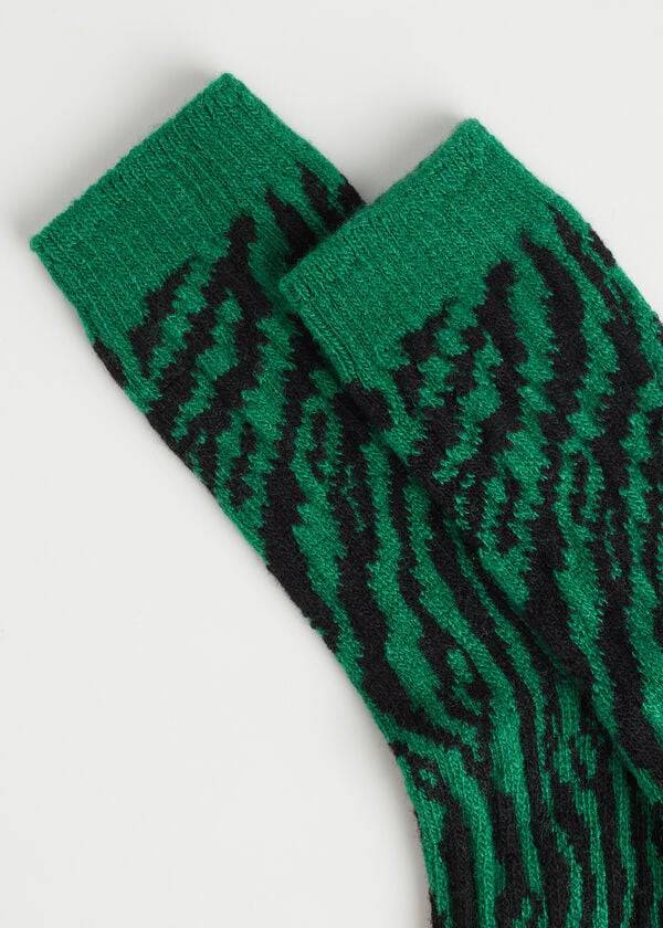 Calzedonia Animal Print Cashmere Kurzes Socken Damen Grün | CH1859HK