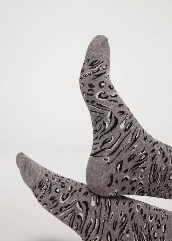 Calzedonia Animal Print Kurzes Socken Damen Grau | CH1857FM