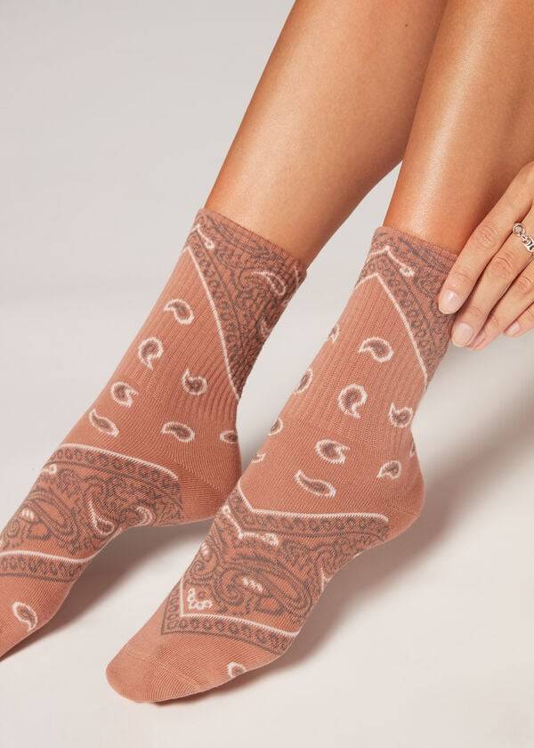 Calzedonia Bandana Pattern Kurzes Socken Damen Beige | CH1843MA