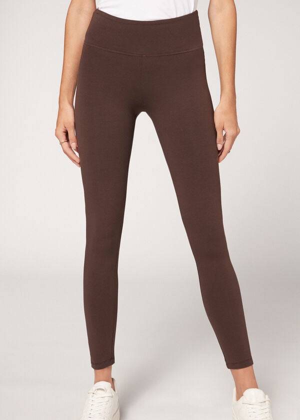 Calzedonia Baumwoll Leggings Damen Braun | CH1551ZG