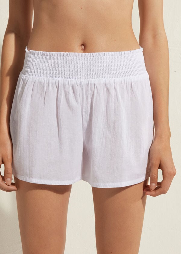 Calzedonia Baumwoll Shorts Cover-Ups Damen Weiß | CH2067HK