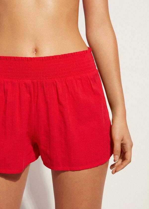 Calzedonia Baumwoll Shorts Sexy Cover-Ups Damen Rot | CH2063SO