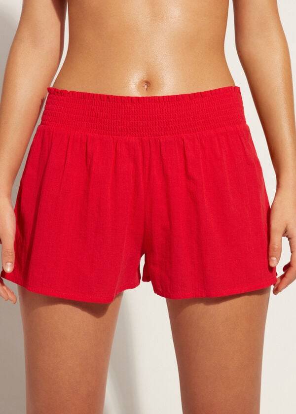 Calzedonia Baumwoll Shorts Sexy Cover-Ups Damen Rot | CH2063SO