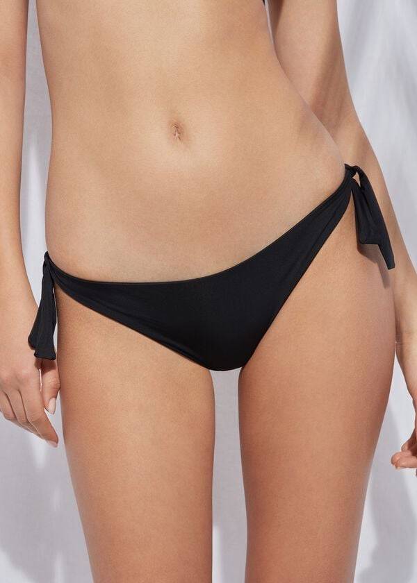 Calzedonia Bow Brazilian Indonesia Eco Bikinihosen Damen Schwarz | CH2893EX