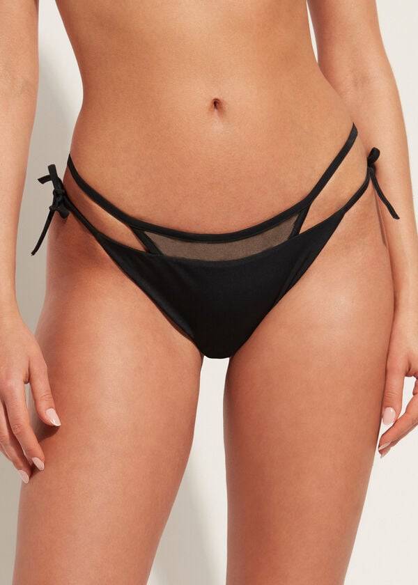 Calzedonia Brazilian String Tokyo Bikinihosen Damen Schwarz | CH2849EX