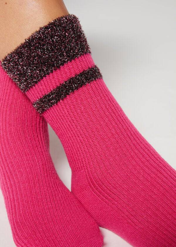 Calzedonia Cashmere Kurzes with Glitter Trim Socken Damen Rosa | CH1833HK