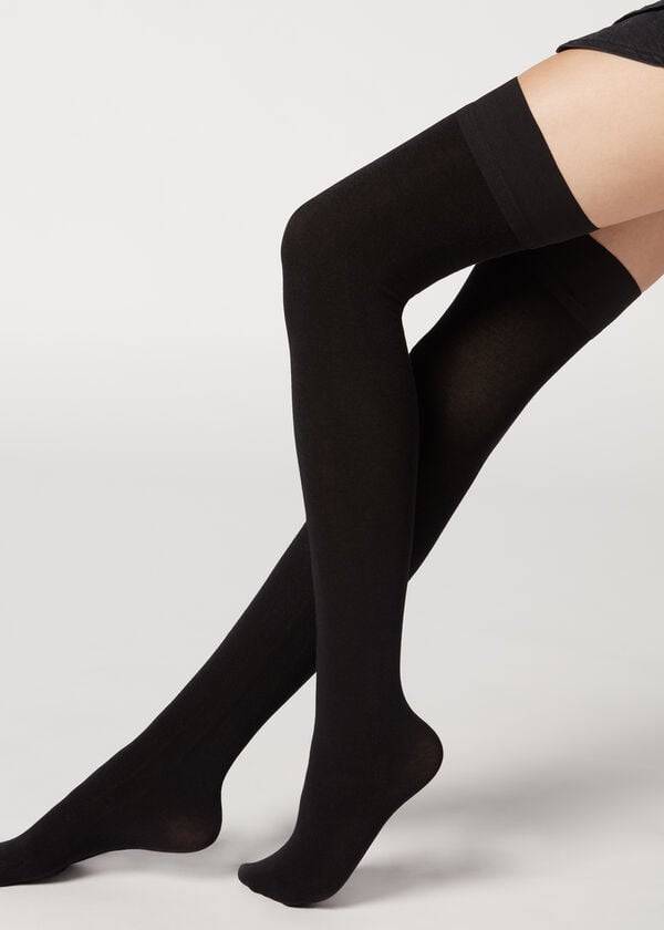 Calzedonia Cashmere Thigh-Highs Strümpfe Damen Schwarz | CH2930AP