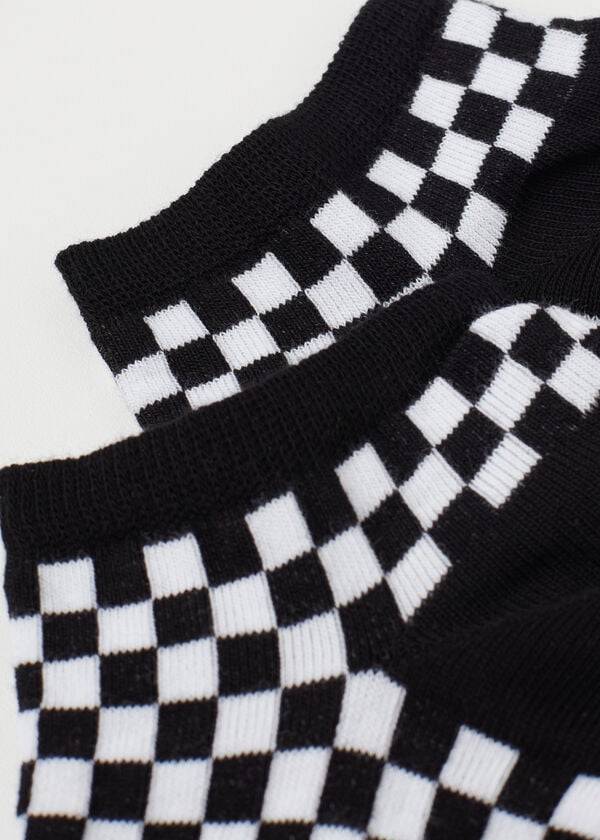 Calzedonia Checkered No-Show Socken Damen Schwarz | CH1918VD