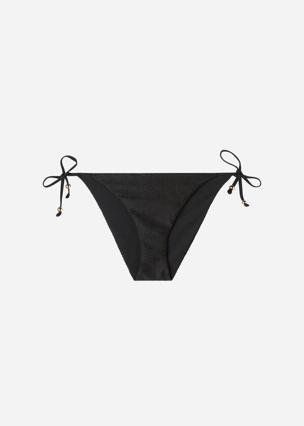 Calzedonia Chevron String Casablanca Bikinihosen Damen Schwarz | CH2835HK